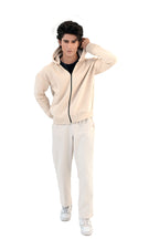 Beige Zipper Hoodie