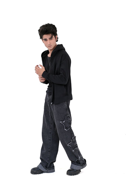 Jet Black Zipper Hoodie