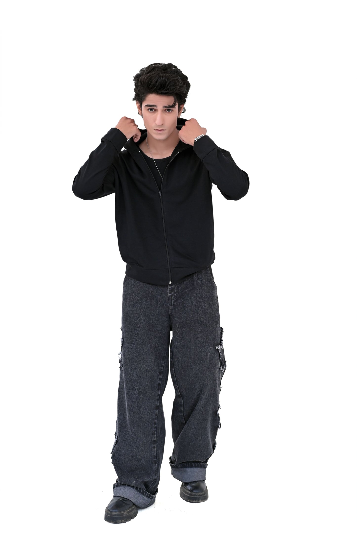 Jet Black Zipper Hoodie