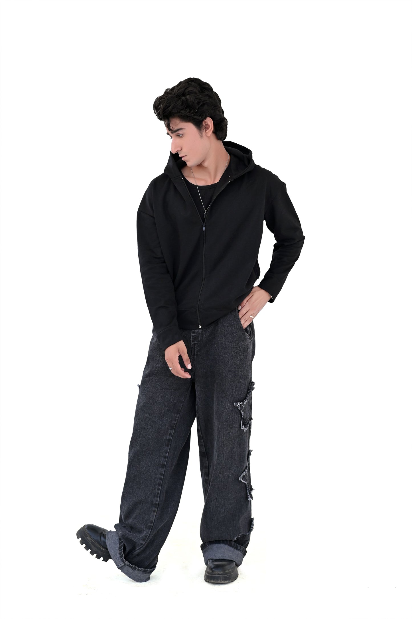 Jet Black Zipper Hoodie