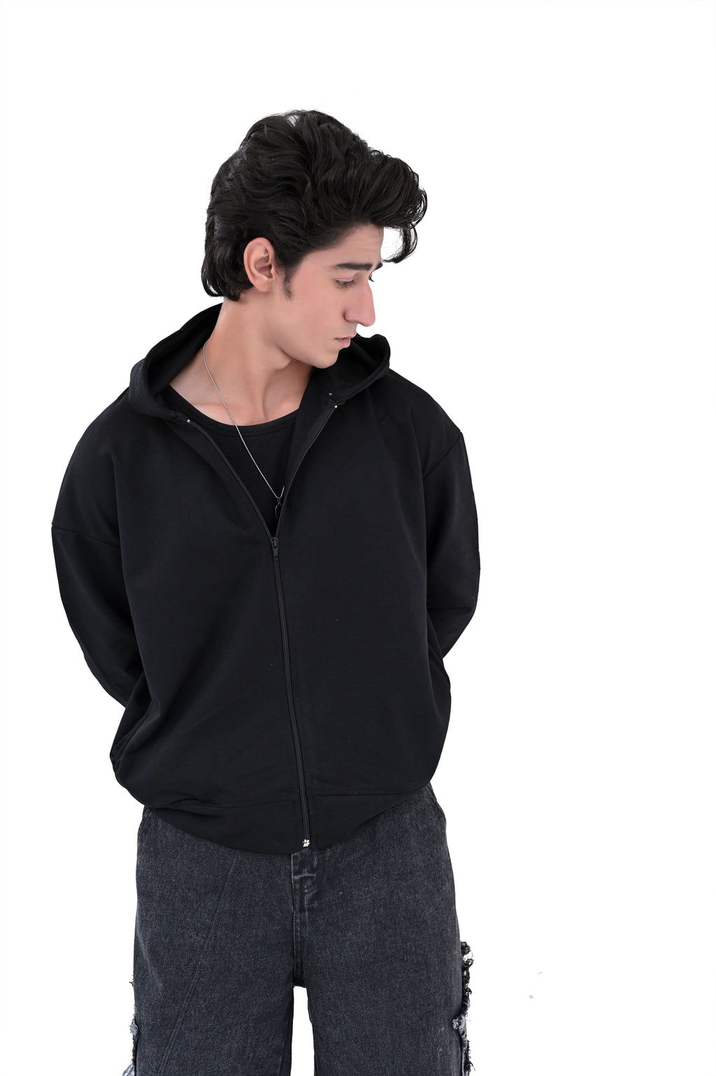Jet Black Zipper Hoodie