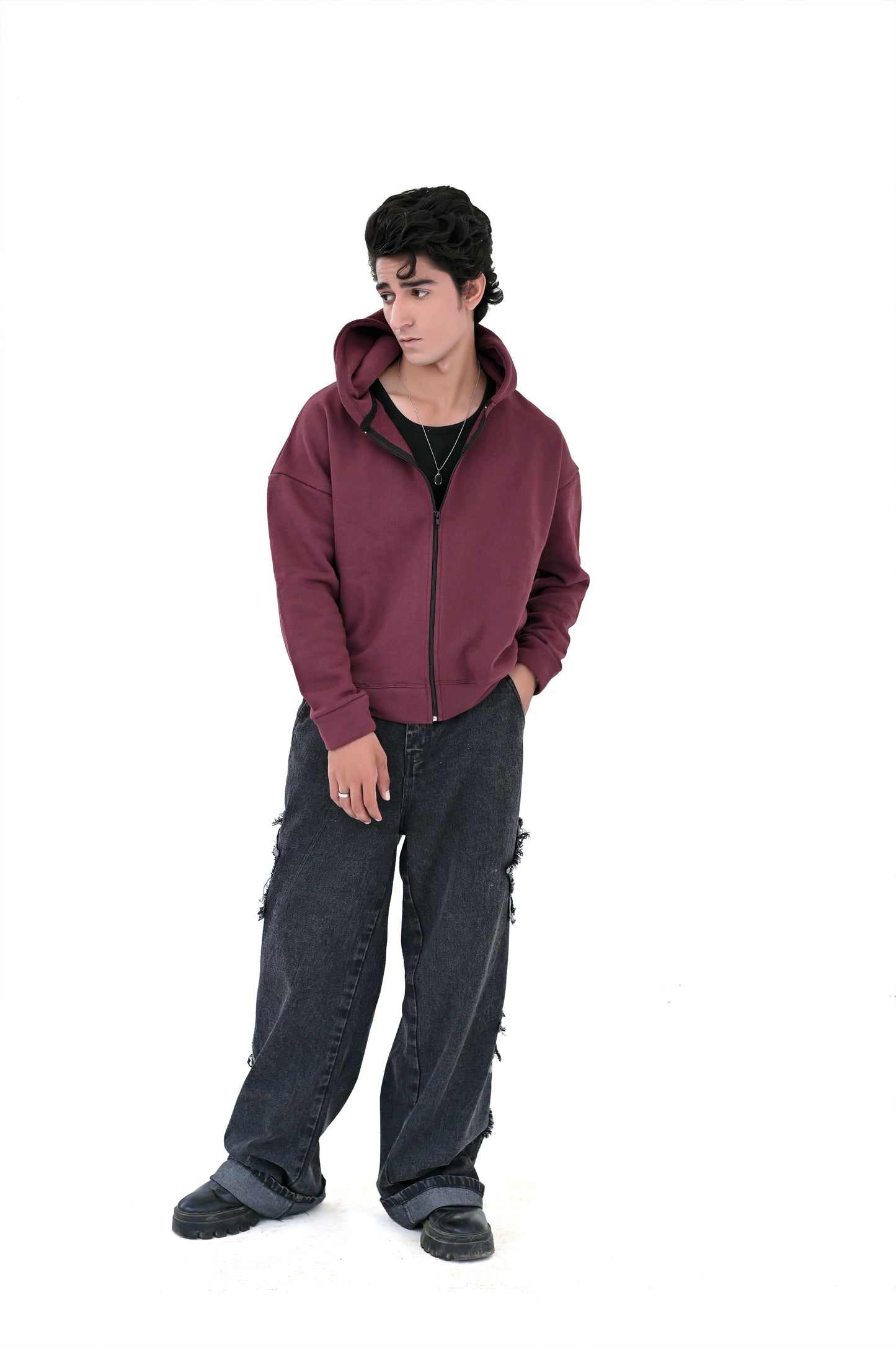 Mahroon Zipper Hoodie