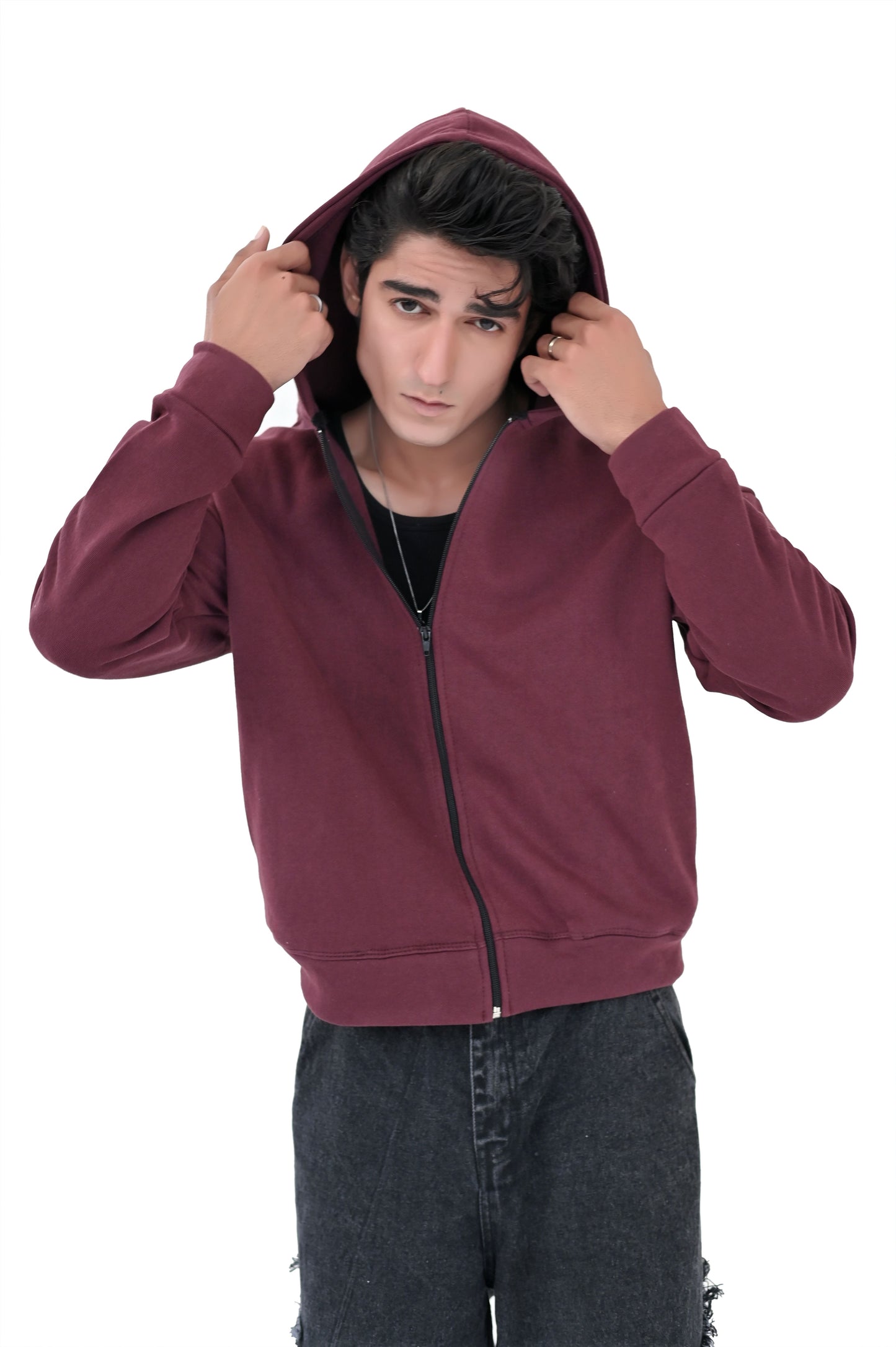 Mahroon Zipper Hoodie