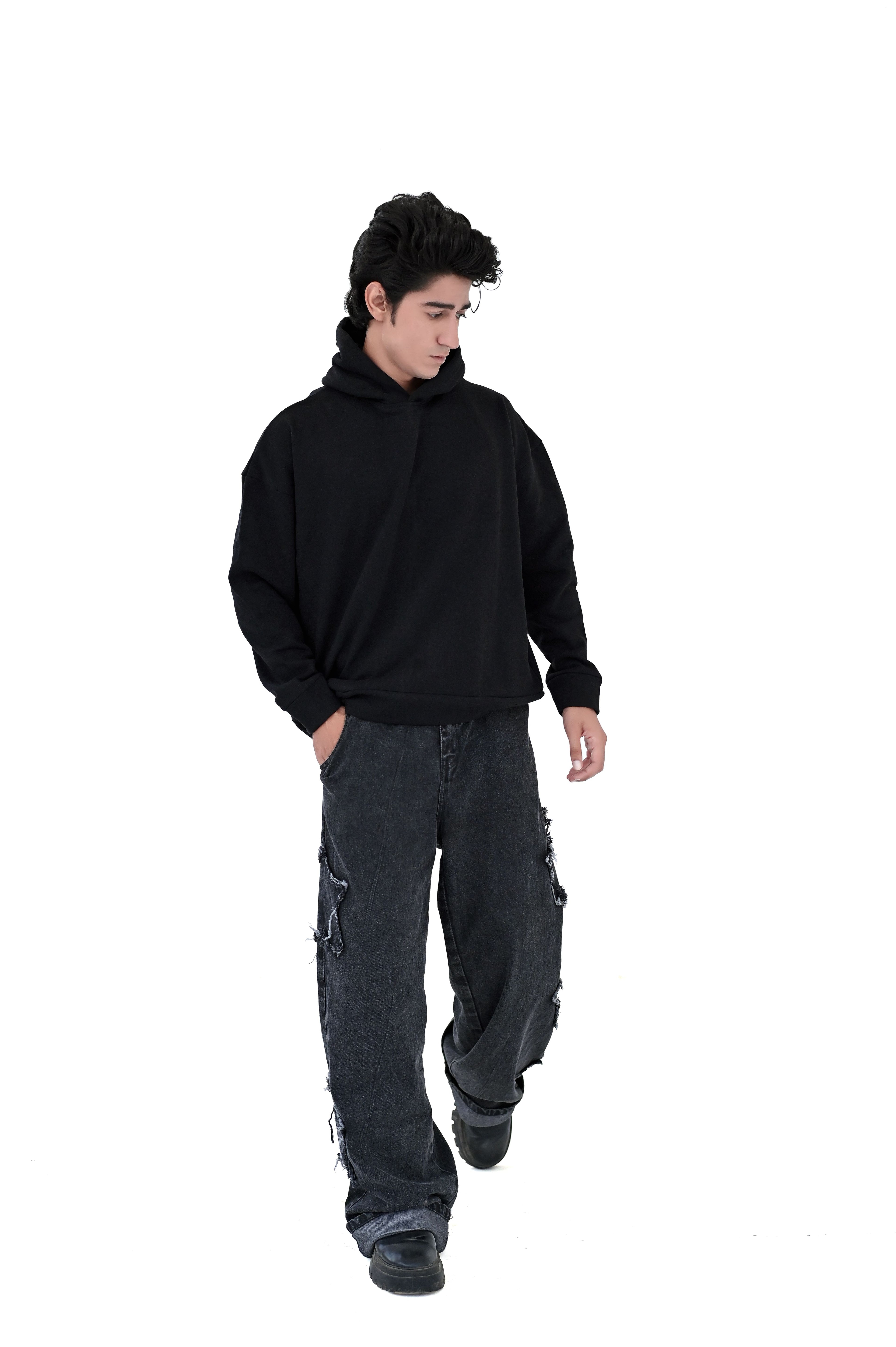 Luxe Comfort Black over size Hoodie