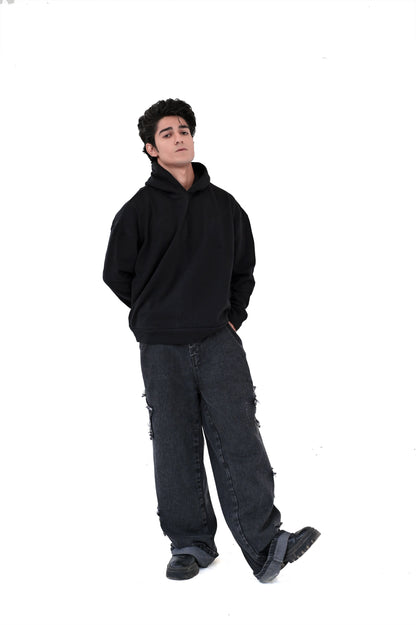 Luxe Comfort Black Pullover Hoodie