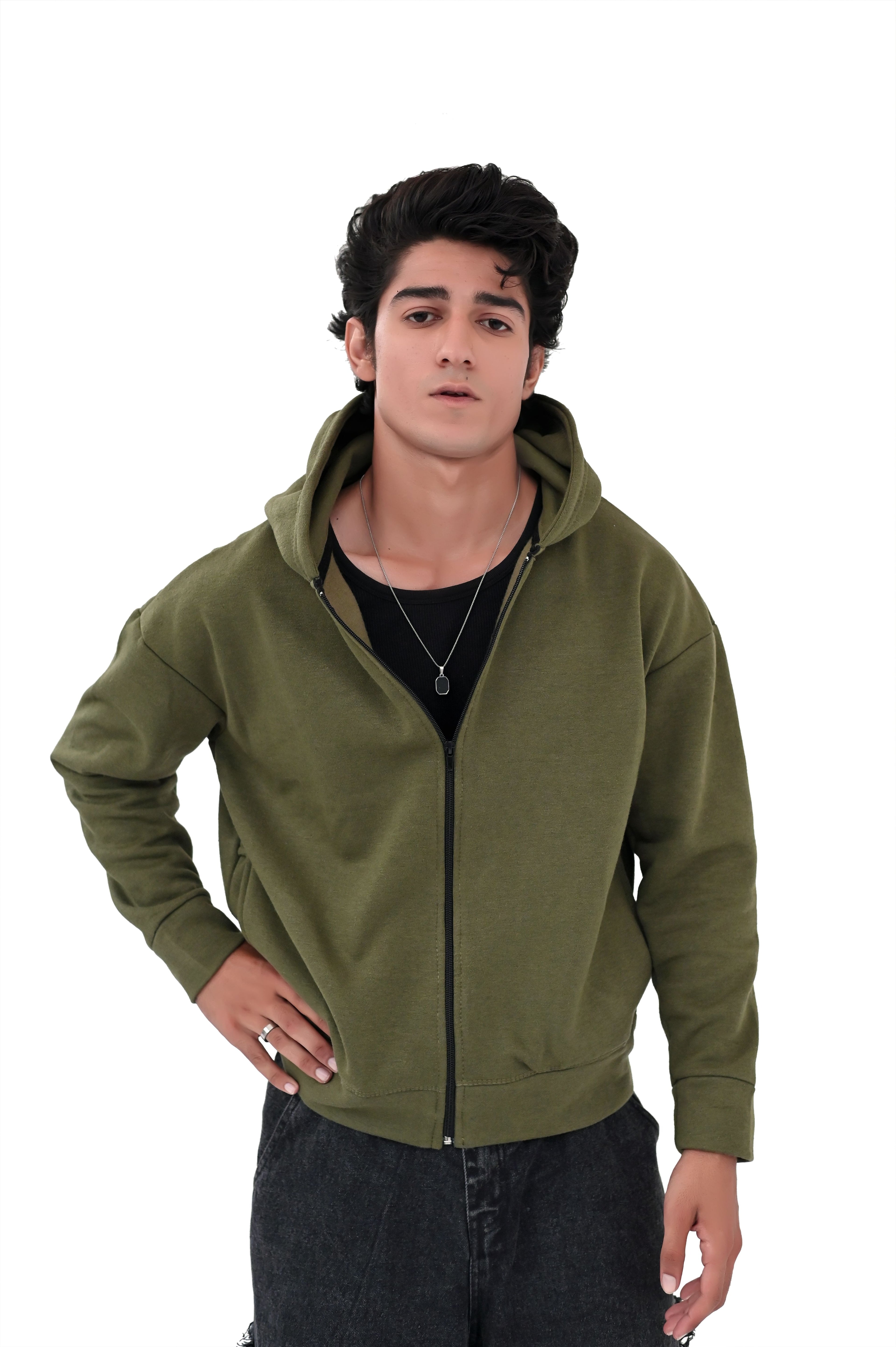 Khaki Zipper Hoodies