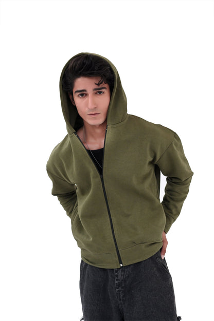 Khaki Zipper Hoodies