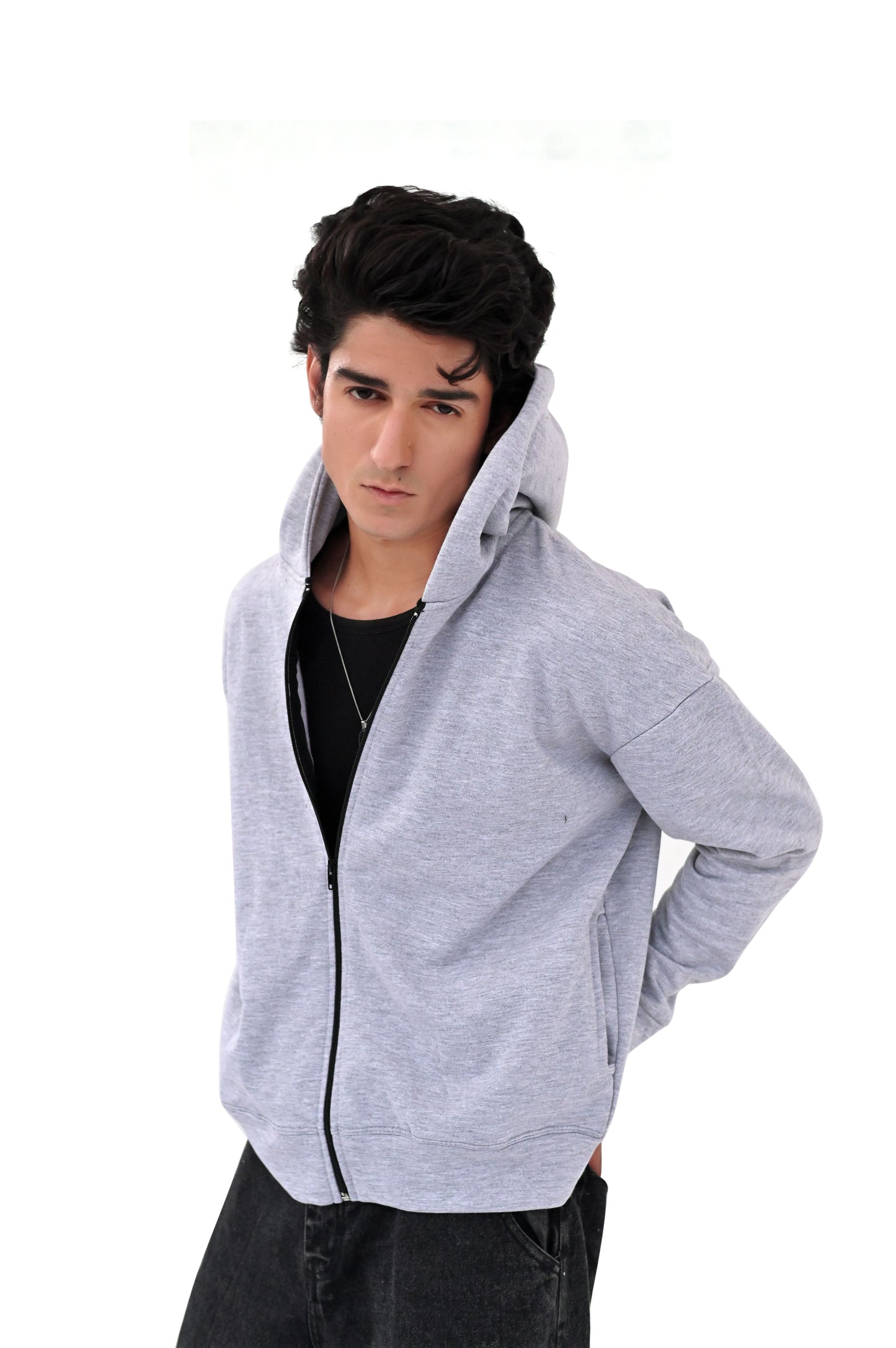 Grey Zipper Hoodie
