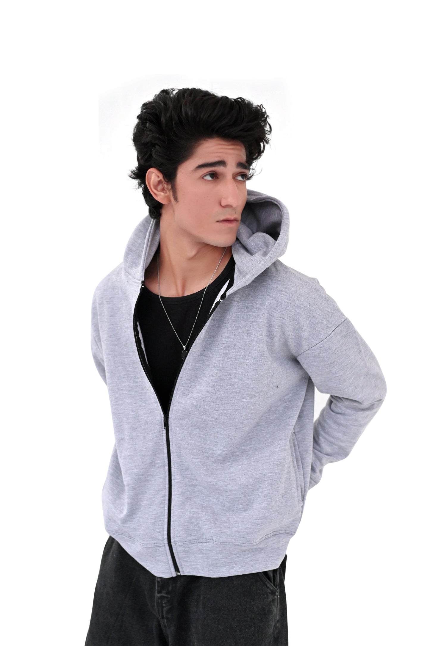 Grey Zipper Hoodie