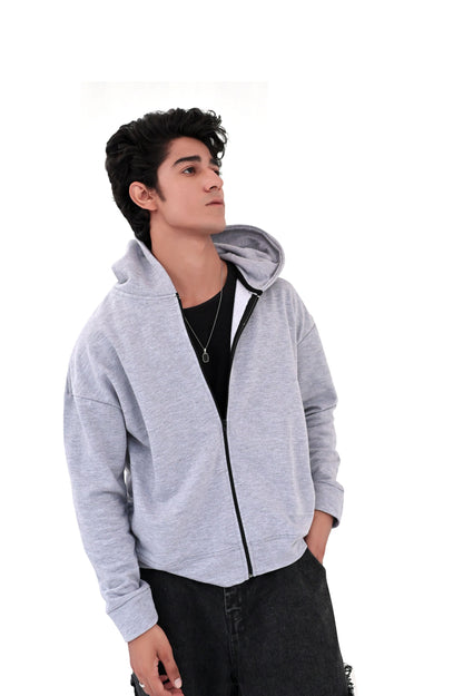 Grey Zipper Hoodie