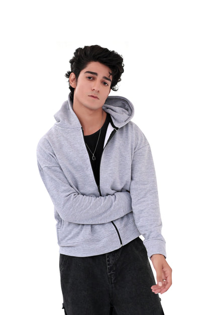 Grey Zipper Hoodie