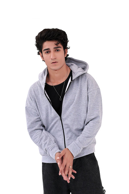 Grey Zipper Hoodie
