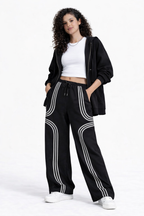 Black Street Stripe Wide Sweatpants