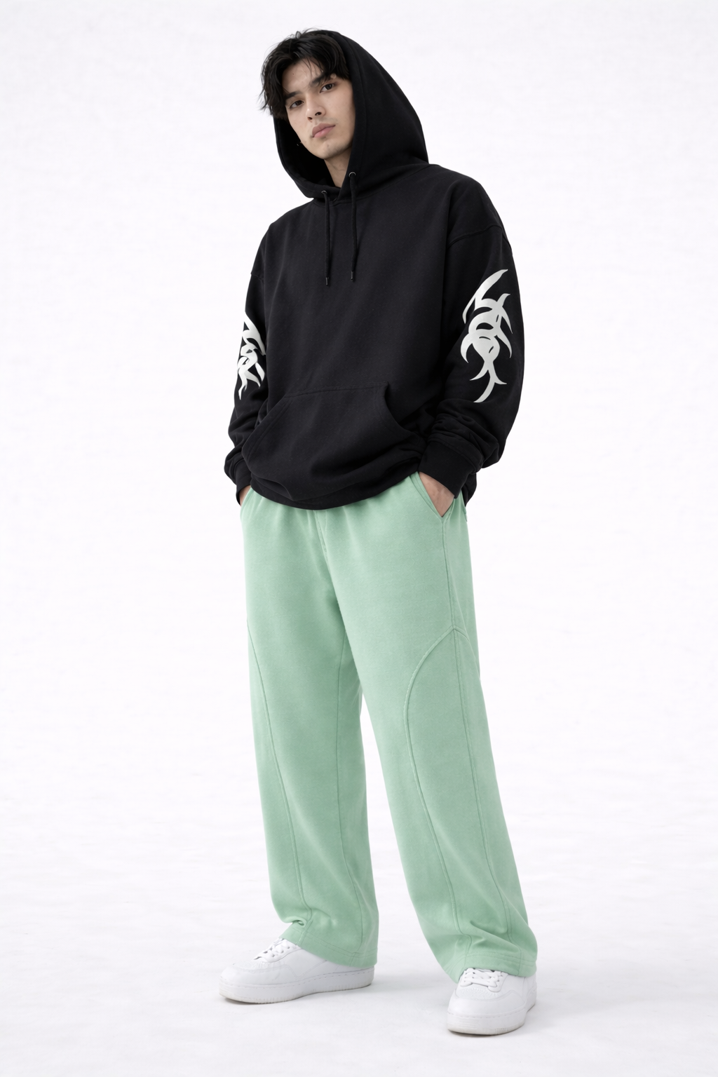 MINT GREEN |Wide-Leg Sweatpants