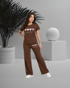 Beautiful Hearts PYJAMAS SETS | Brown