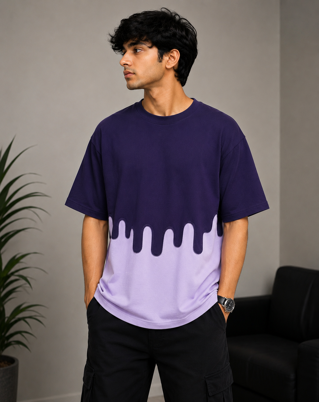 Drip Contrast Oversized T-Shirt