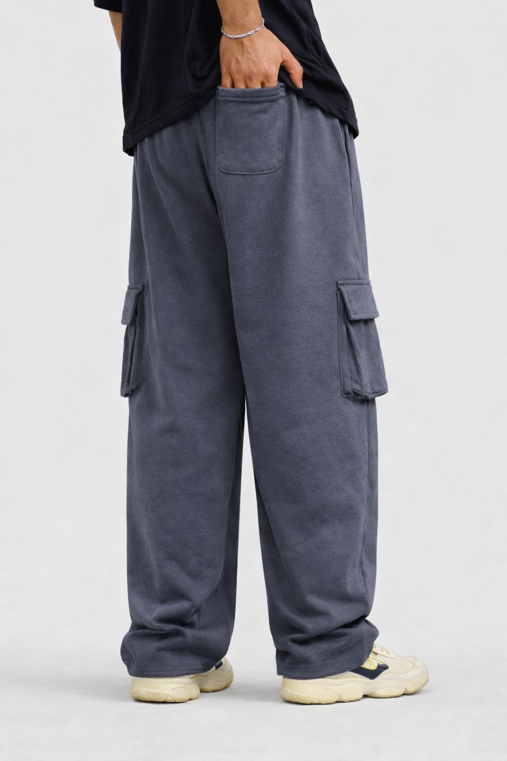 Baggy Cargo Trousers|Melange Grey