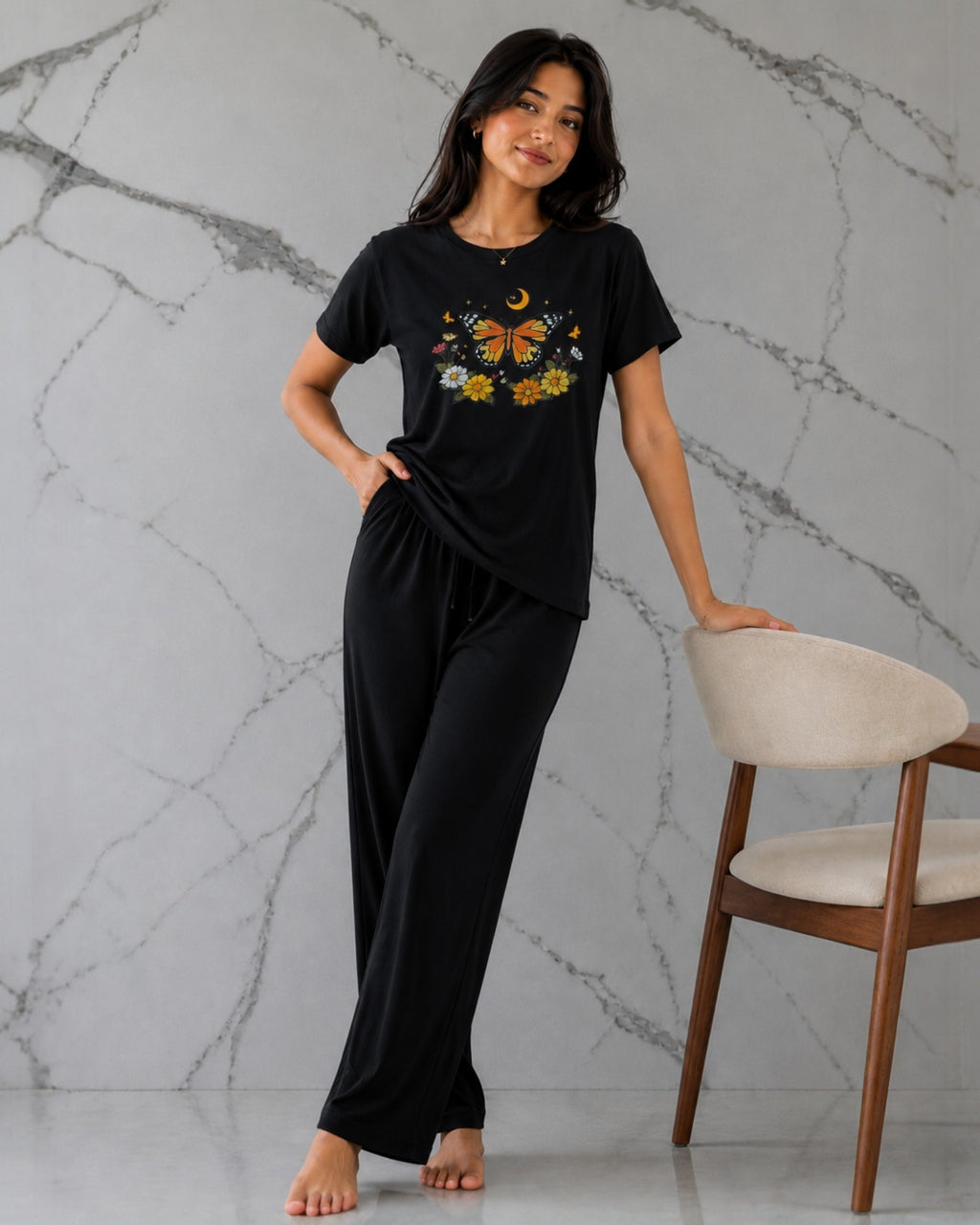 Moon Butterfly PYJAMAS SETS .| Black | RED |BROWN Multi colours