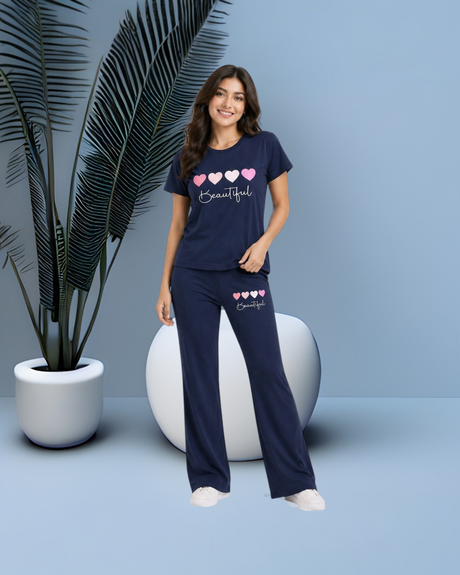 Beautiful Hearts PYJAMAS SETS| Navy blue