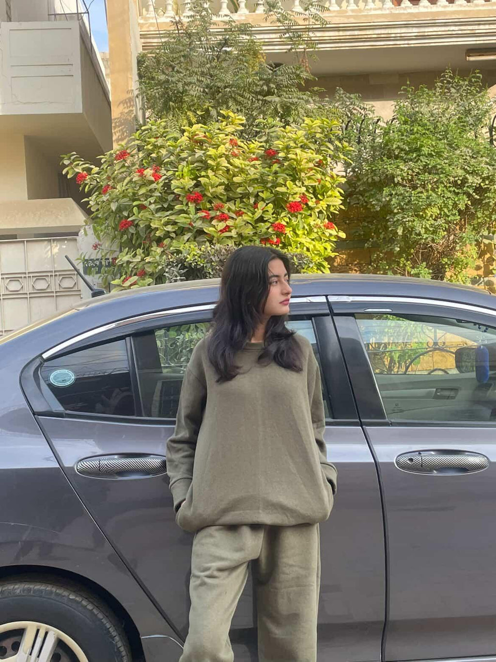 Khaki Green Sweetshirt Pajama suit