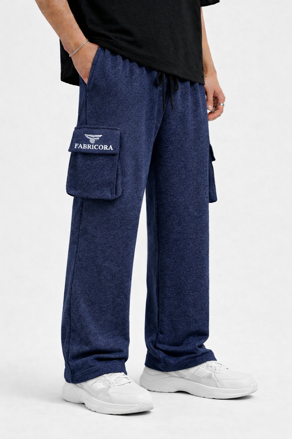 Baggy Cargo|Melange Navy Blue