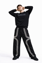Black Street Stripe Wide Sweatpants