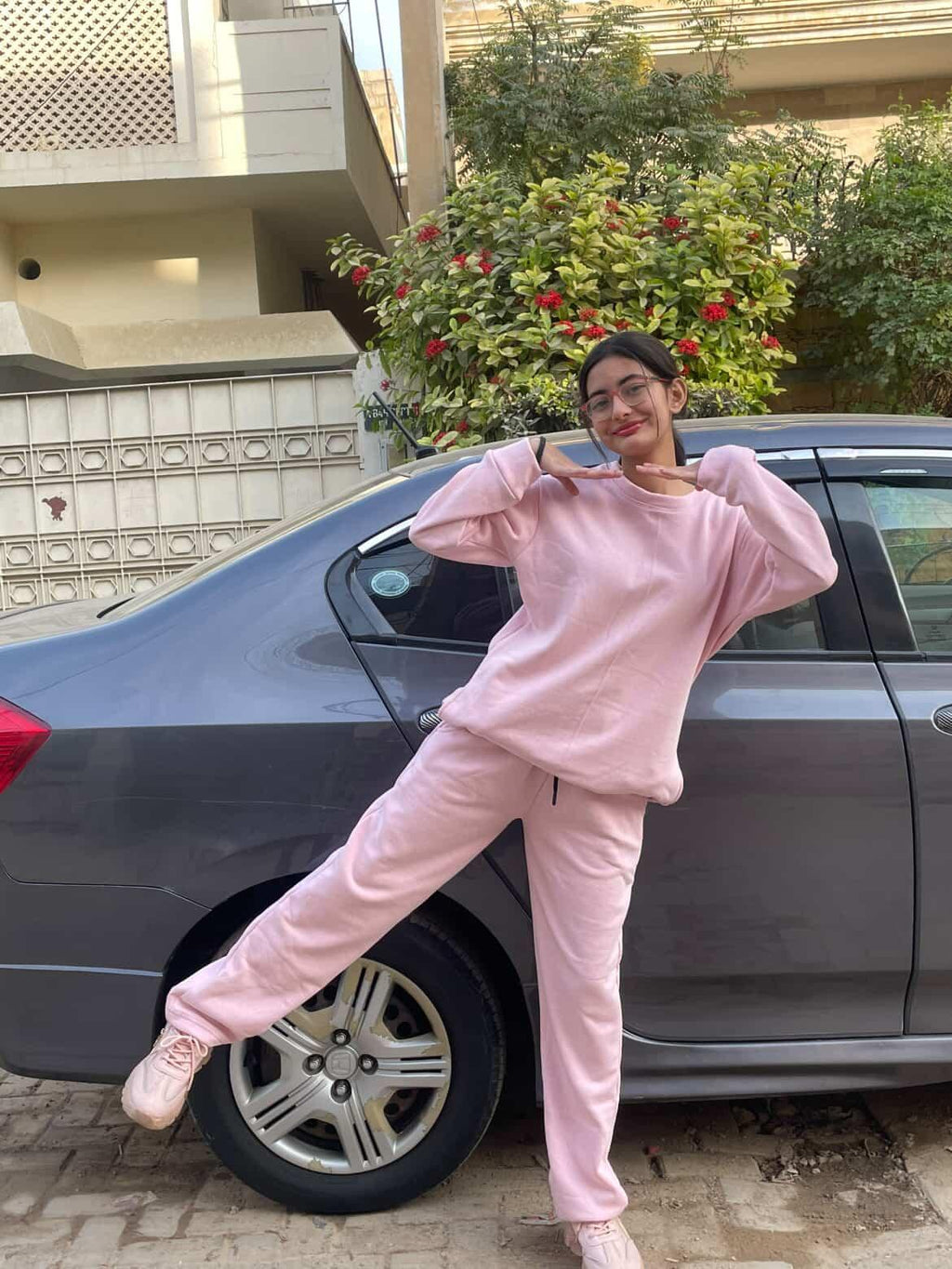 Pink SWEETSHIRT PAJAMA SUIT