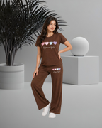 Beautiful Hearts PYJAMAS SETS | Brown
