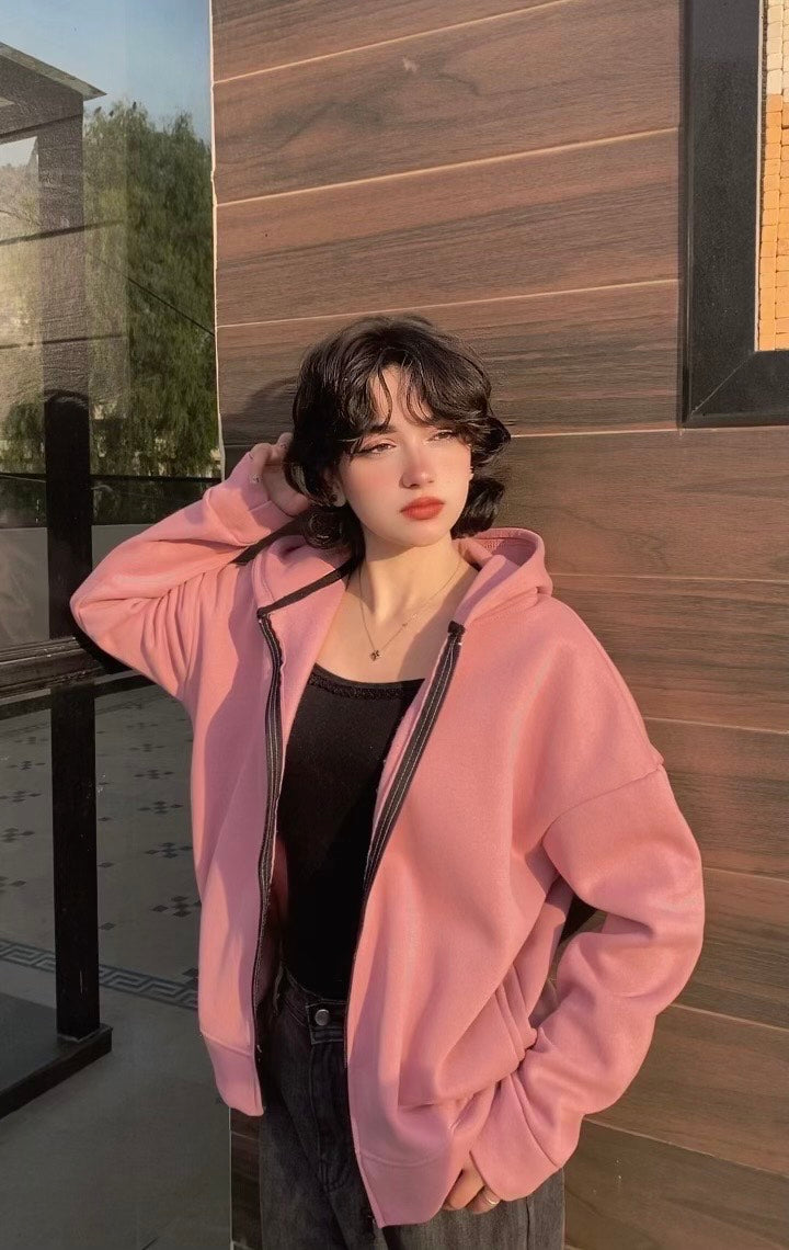 Zipper Hoodies|Pink