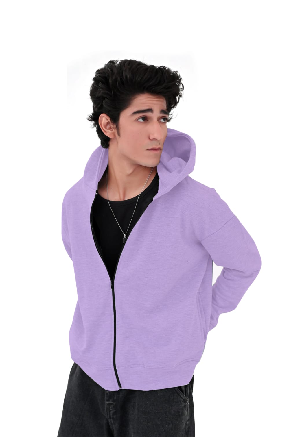 Lilac purple Zipper Hoodies