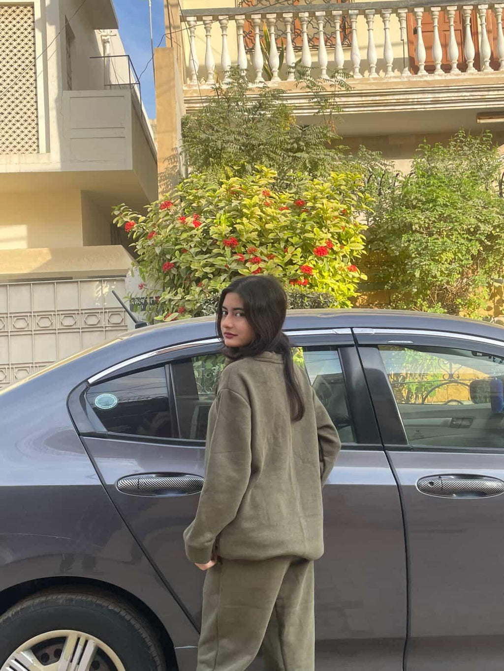 Khaki Green Sweetshirt Pajama suit