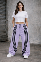 Lilac | Street Stripe Wide Sweatpants