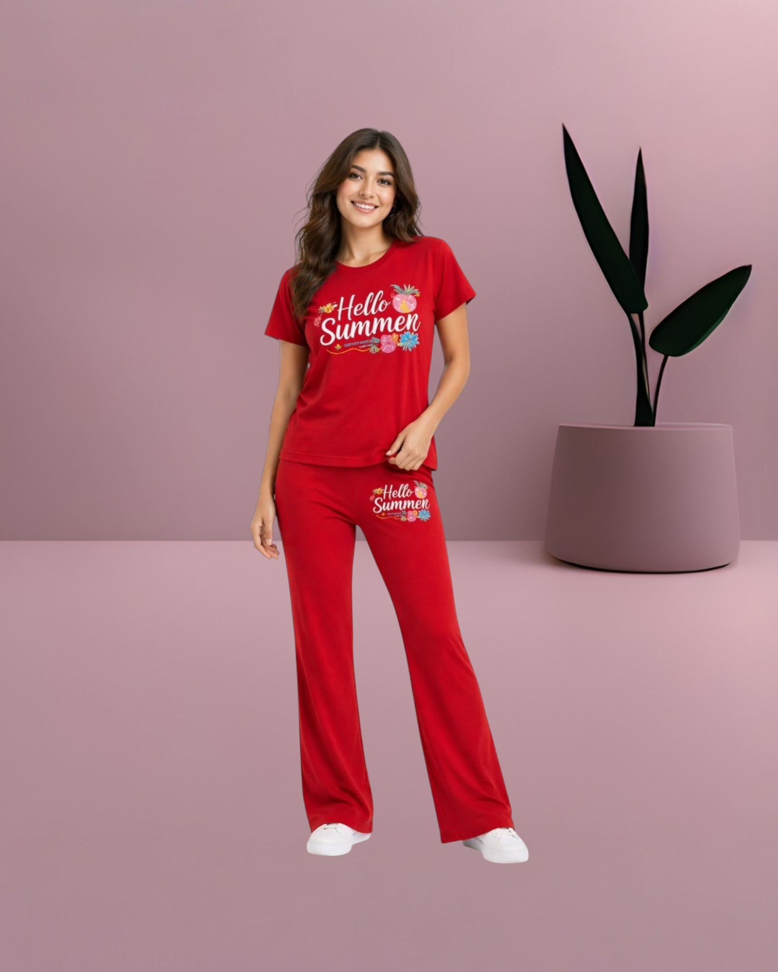 Hello Summer PYJAMAS SETS .Red
