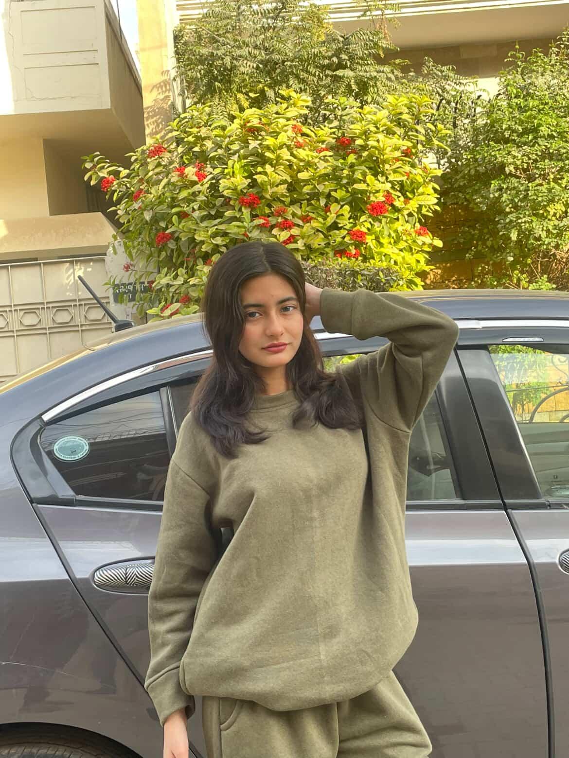 Khaki Green Sweetshirt Pajama suit