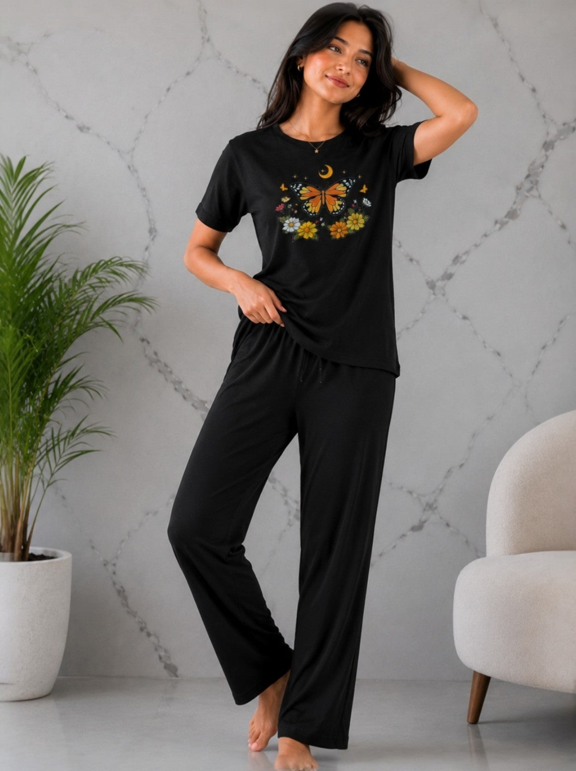 Moon Butterfly PYJAMAS SETS .| Black | RED |BROWN Multi colours