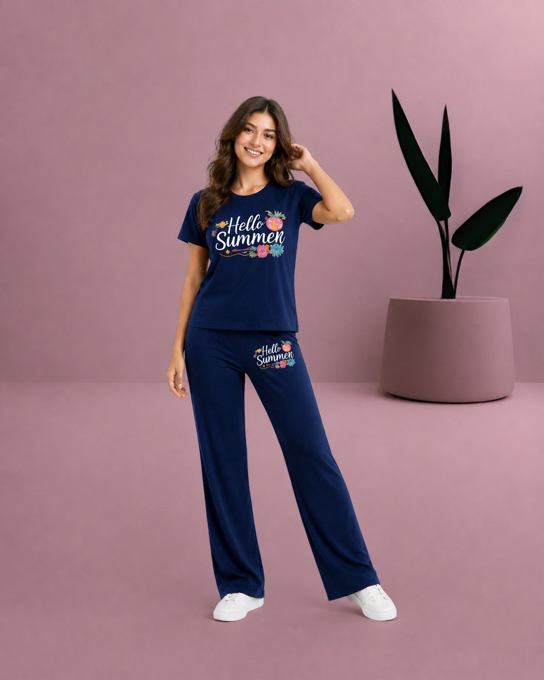 Hello Summer PYJAMAS SETS . Navy blue