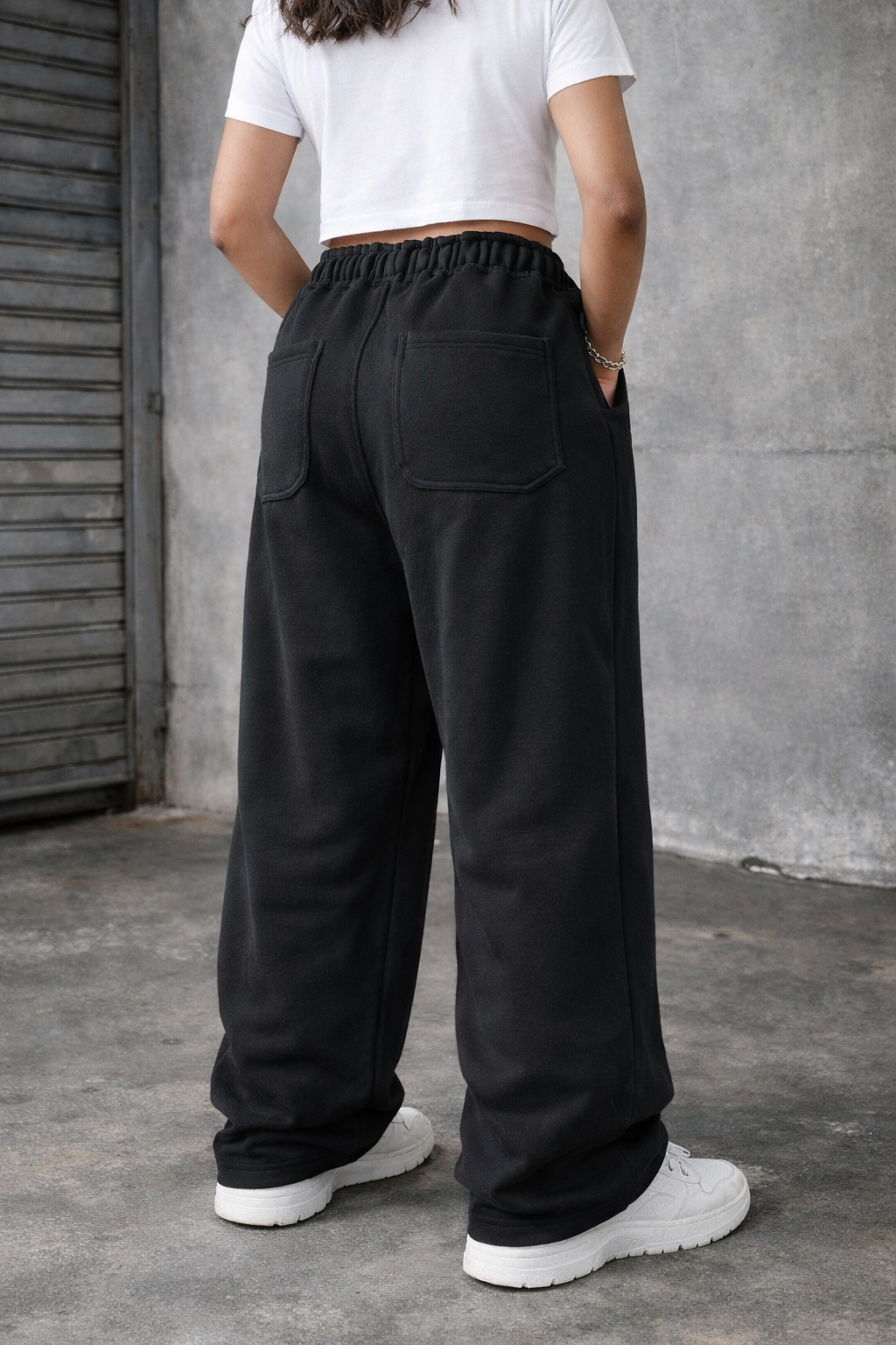 Black | Street Stripe Wide Sweatpants